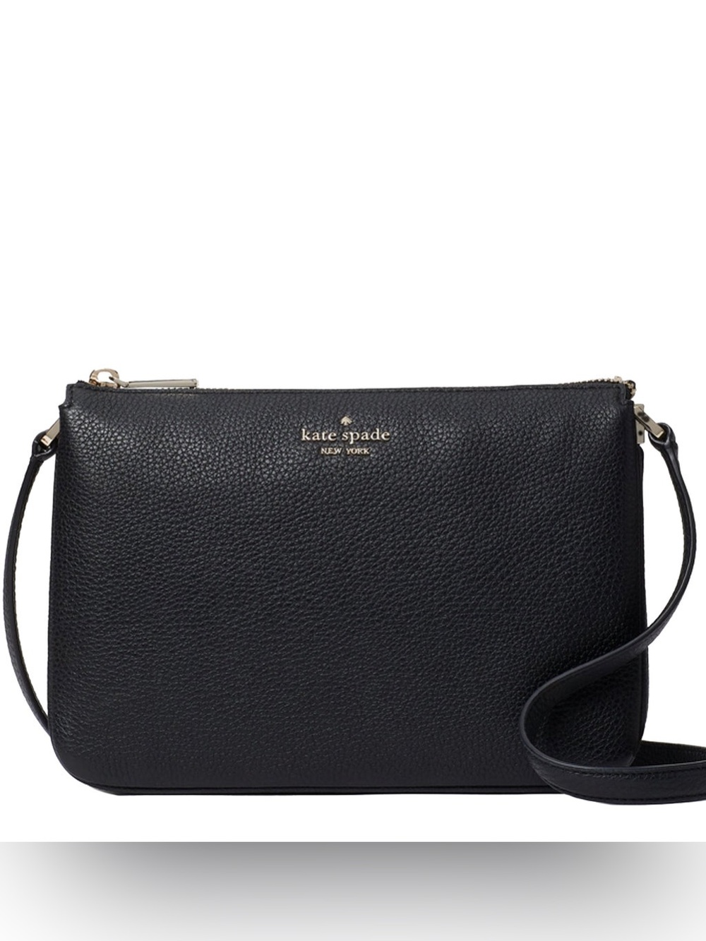 Kate Spade Leila Triple Gusset Black Pebbled Leather Crossbody (EUC)
